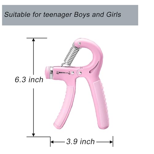 Strengthener Hand Grip 2 Pack Kid Boys Girls Teenager Strength Trainer Number Counter Forearm Finger Wrist Gripper Exerciser 5-30kg Adjustable Stretcher Squeezer Workout - color: Pink