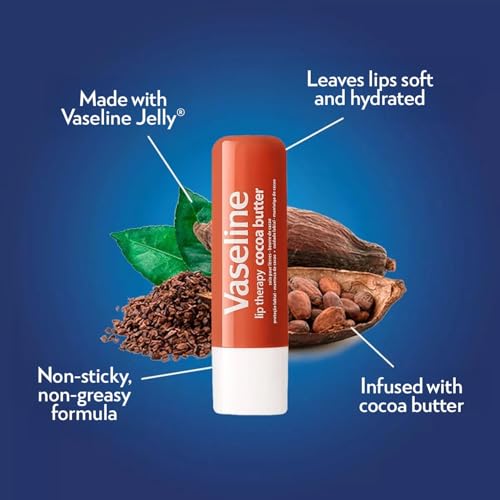 Vaseline Hand Cream 2-Pack – Hydra Replenish Crème with Hyaluronic Acid, Niacinamide & Cocoa Butter for Soft Skin + Cocoa Butter Lip Therapy Tube with Petroleum Jelly