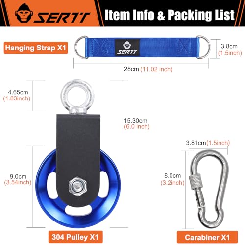 SERTT Cable Pulley Wheel for Home Gym Pulley System, Upgraded 90mm Aluminium Alloy Gym Pulley for Maximum 660LBS Load - color: Blue, style: [2 Pack]