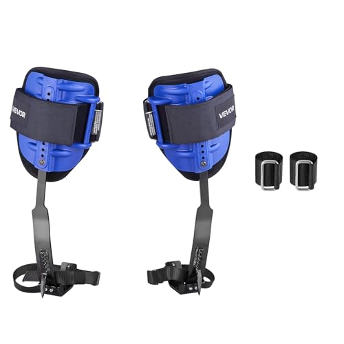 VEVOR Tree Climbing Spikes, 1 Pair Height-Adjustable Climbing Spurs, 350lbs Load Capacity Tree Climbing Gear with Straps, Arborist Equipment for Climbers, Hunting, Fruit Picking - color: Navy Blue (Basic)