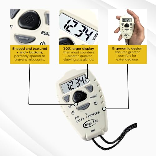 TC-890 Digital Tally Counter, Electronic Up Down Clicker, Add/Subtract People & Pitch Counter for Golf, Lap & Knitting (1-Pack) - size: 1-Pack