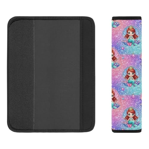 2PCS Mermaid Pink Car Seat Belt Pad Universal Soft and Comfortable Harness Pads Strap for Kids, Car Seats Pushchair Strollers High Chair Pushchair - color: Pattern 673
