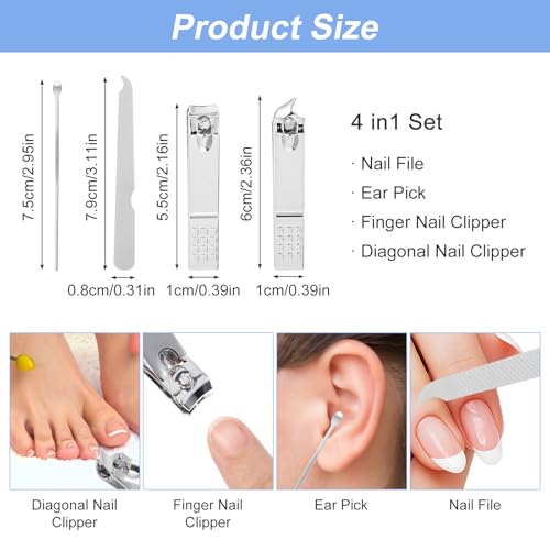 20Sets Manicure Set bulk nail clipper kit Stainless Steel manicure kits bulk fingernail clipper sets 4in1for gift sets beauty Pedicure Kit Pedicure Tools with Travel Case Men Women - color: BLUE