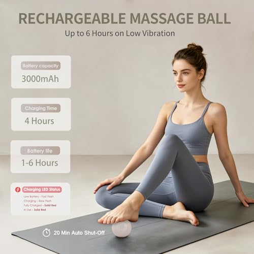 Heating Vibrating Massage Ball with 7 Modes & Memory Function for Myofascial Release, Deep Tissue and Trigger Point Muscle Therapy - Targets Back, Hip, Leg, Neck & Foot (Beige) - color: Beige