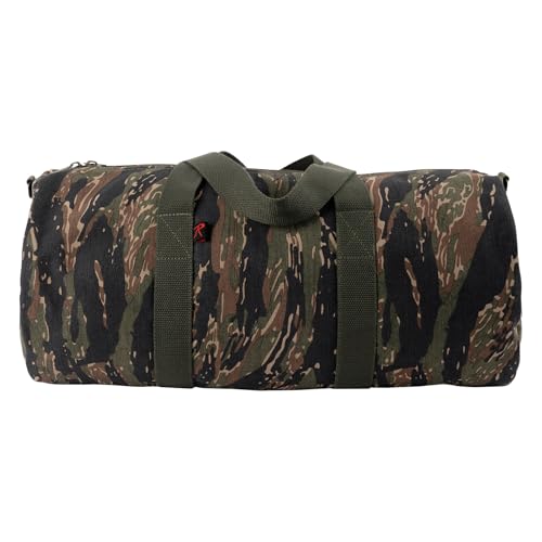 Rothco Heavy-Duty Canvas Shoulder Duffle Bag - Rugged Travel Gym Gear Equipment Bag - color: Tiger Stripe Camo, size: 19 Inches