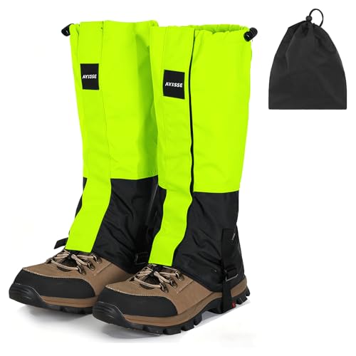 Waterproof Adjustable Hiking Gaiters for Men and Women, Snow Boots-Gaiters for Hiking in Hunting Sand Mud Mountain Climbing Snowshoeing - color: Fluorescent Green