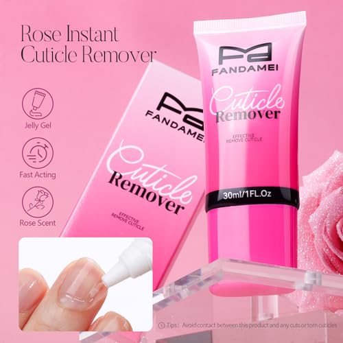 FANDAMEI Cuticle Remover Kit, Cuticle Remover & Oil, Professional Manicure Kit for Women with 50 PCS Lint Free Wipes, Steel Nail Pusher & Fork, Nail Files and Buffers, Manicure Tools Set for Nail Care