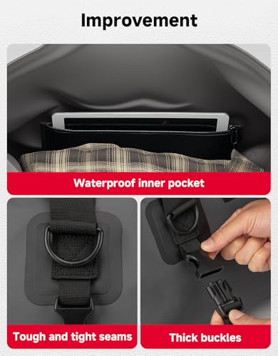 KEMIMOTO Waterproof Motorcycle Dry Bag – Duffle Tail Bag Soft Luggage, 25L/40L/65L Large Capacity with 4 Quick-Release Straps, Dustproof for Touring, Adventure, Motorcycling & Camping Grey - size: 40L