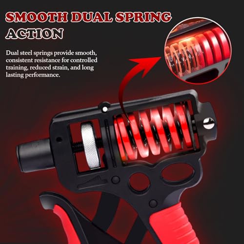 Adjustable 10–400 lb Grip Strength Trainer (Premium Adjustable Grip Strengthener for Forearm Training) Alloy Frame, Titanium-Plated Steel, TPR Non-Slip Handles | Color Red