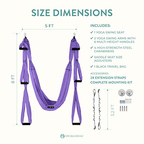 UpCircleSeven Aerial Yoga Swing Set Ceiling Mount Accessories - color: Purple