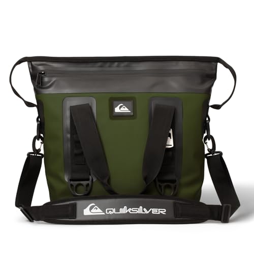 Quiksilver Zipperless Backpack Cooler 30L, Holds 36 Cans, 48 Hour Insulation, Leakproof & Waterproof Design, Heavy Duty TPU, IPX7, Padded Straps, Kangaroo Pockets - color: Trekking Green