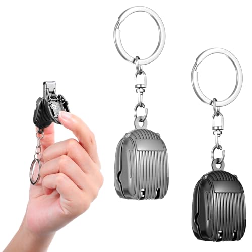 2 pcs Folding Mini Nail Clippers for Business Travel Trips Office | Portable Foldable Keychain Nails Clipper Stainless Steel Traveling Case Shape Nail Trimmer for Fingernails Toenails