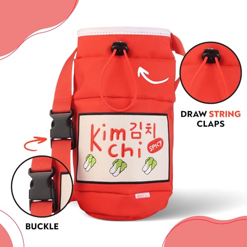 Chalk Bag for Rock Climbing, Bouldering, and Weightlifting - Asian-Inspired Design - Premium Chalk Bucket with Quick-Clip Belt, Zipper Pocket, Brush Holder - color: Kimchi