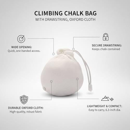Climbing Chalk Bag with Drawstring Closure, Durable Oxford Cloth Bouldering Pouch for Rock Climbing & Gym Training