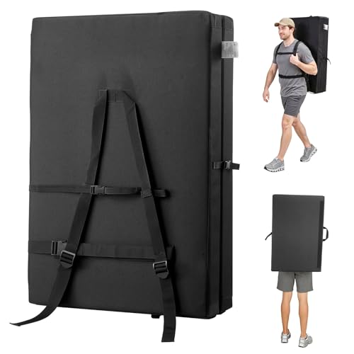 VEVOR Bouldering Crash Pad, Bi-Fold Rock Climbing Crash Pad with Adjustable Backpack Straps and Handle, Foldable Lightweight for Indoor Bouldering & Outdoor Climbing - size: 48.4 x 35.6 x 3.9 in / 1230 x 905 x 100 mm