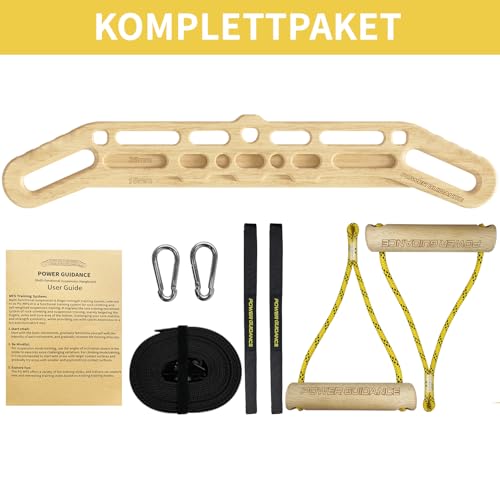 POWER GUIDANCE Wooden Hangboard Portable Rock Climbing Hangboard with Suspension Training Function, Enhance Finger Grip Strength, Indoor and Outdoor Use - size: set