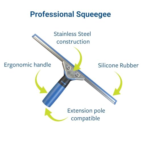 EnduroShield Professional Squeegee & Window Washer Cleaning Combo | Professional Window Cleaning Tool | Streak-Free Results | Ergonomic Design | Reusable - size: Combo: Squeegee with Window Washer