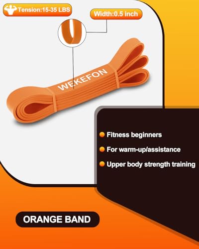 Resistance Bands Set, Pull Up Assist Bands - Stretch Resistance Band - Mobility Band Powerlifting Exercise Bands for Resistance Training, Physical Therapy, Home Workouts - color: Orange