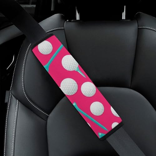 2 Pack Golf Pink Car Seat Belt Pad Soft Padded Harness Pads Strap for Child, Car Seats Pushchair Strollers High Chair Pushchair, Anti-Slip Pad - color: Pattern 489