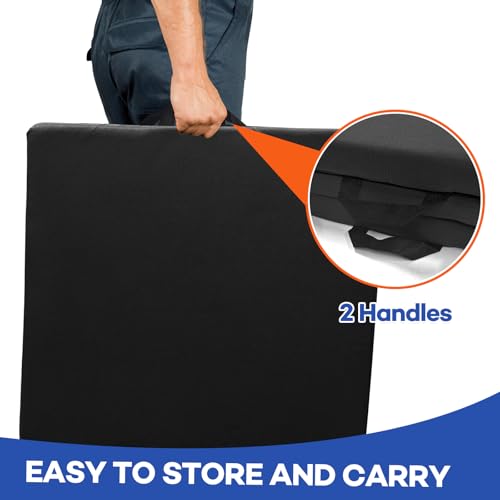 JZHLLA Foldable Fall Protection Mat for Elderly Blue Waterproof Non Slip Floor Mats with High-Resilience Foam 72 * 24 * 2 Inch Bedside Floor Mats for Elderly, Handicap, Senior(Black) - size: 72 x 24 x 2 inches