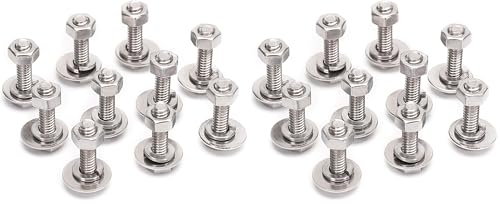 1/4-20x1 Complete Set Hex Head Screw Bolts,Nuts,Fender Flat washers,Split Lock Washers,Fully Threaded, Stainless Steel 18-8（304）, Bright Finish (10Set) (Pack of 2) - size: One Size (Pack of 2)