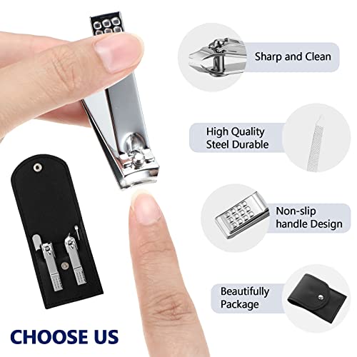 Geosar 12 Sets Manicure Gifts Bulk Nail Clippers Pedicure Kit Stainless Steel Professional Pedicure Grooming Kits Nail Care Tools with Travel Case for Women Men Hand Foot Birthday(Black) - color: Black