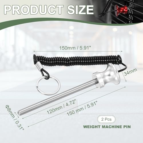 Weight Stack Pin, Weight Gym Pin Strength Training Equipment Replacement with Pull Rope for Commercial Home - color: Silver, size: 0.3 x 4.7 Inch