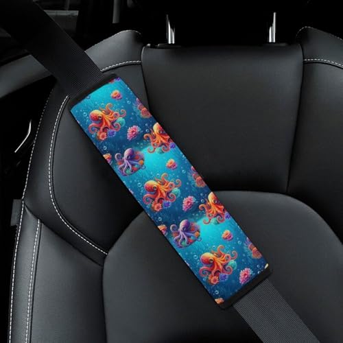 2PCS Ocean Animal Print Octopus Car Seat Straps Shoulder Pads Soft Padded Seat Belt Cushion for Adult Use, Car Seats Pushchair Strollers High Chair Pushchair, Anti-Slip Pad - color: Pattern 89