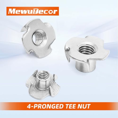 M5 T-Nut, Barrel Length 7mm, 304 Stainless Steel Threaded Insert, 4-Pronged Tee Nut for Wood, Rock Climbing Holds, Cabinetry, Furniture, 25 PCS - size: M5