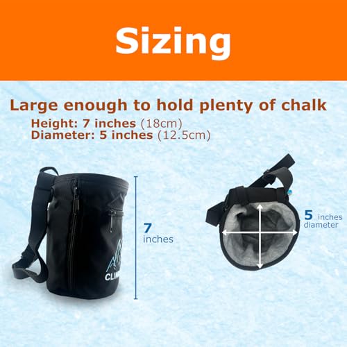 Chalk Bag + Ball for Rock Climbing, Bouldering, Top Rope | Climb On - style: Chalk Bag (Orange) + Refillable Ball