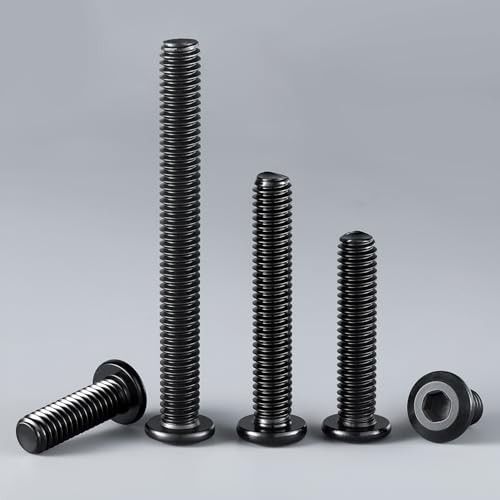 3/8-16 x 1-1/4" Bolt, 15PCS Flat Head Hex Socket Cap Screws Bolts, 304 Stainless Steel 18-8, Fully Threaded, Black Zinc Finish, with Hex Spanner - color: Black, size: 3/8-16 x 1-1/4