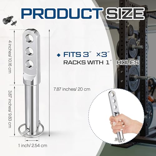 Lasnten Adjustable Fitness Rack Pulley Pin for 3" Racks - 1" Hole Heavy Duty Power Rack Attachment, Home Workout Equipment for Strength Training & Muscle Building, Gift for Fitness Enthusiasts