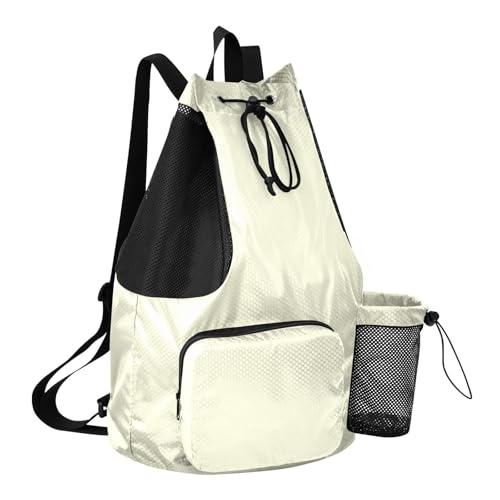 Light Yellow Mens Drawstring Bags Climbing Gym Bag with Water Bottle Pocket Cinch Bags Wet and Dry Separation