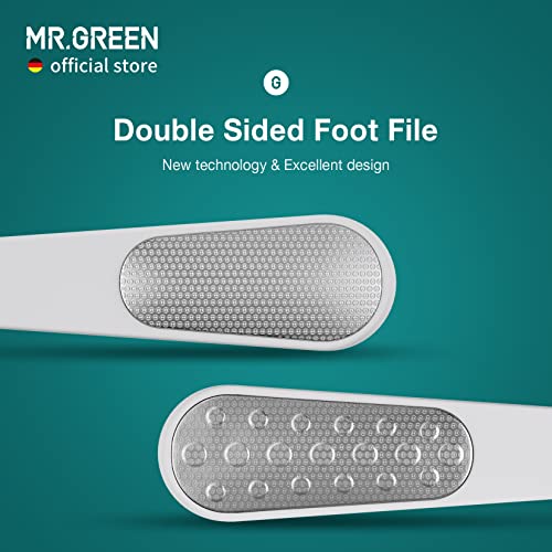 MR.GREEN Foot File Double Sided Callus Remover for Dead Skin Professional Pedicure Tools Callous Scraper Foot Sander Heel Filer (White) - color: White