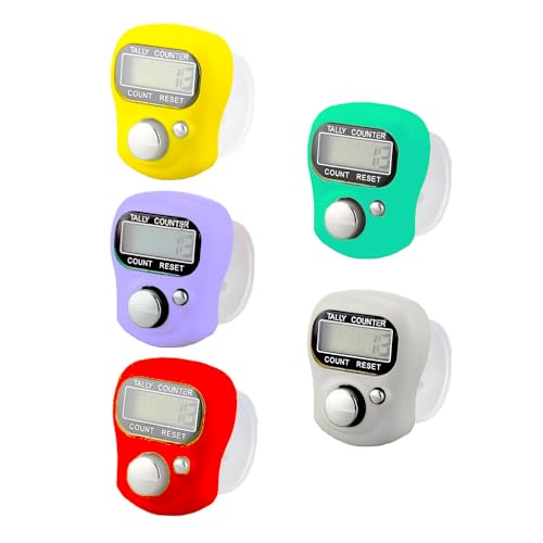 TESEAS Electronic Finger Counter, 5-Digit Number Count Clicker Mini LCD Digital Display Hand Tally Counter, Resettable Counters Clickers for Knitting, Crochet, Coaching, Lap, Golf, Toddler & Fidget - color: 5pcs