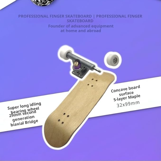 32mm Fingerboards Pro Complete Professional Wooden Finger Board Mini Skateboard 5 PLY with Bearing Wheels (003)
