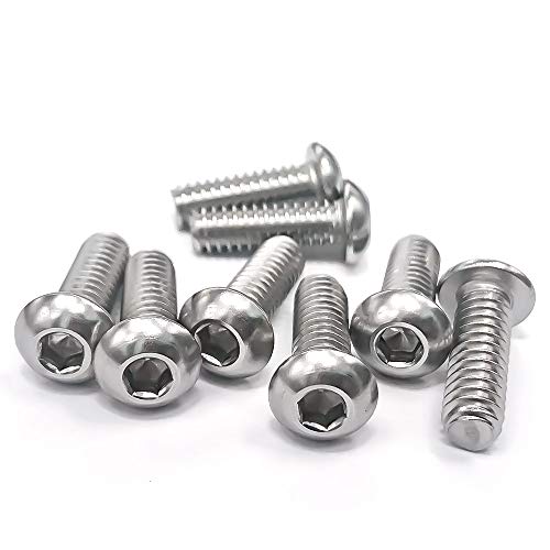 1/4-20 x 1/2" Button Head Socket Cap Bolts Screws, 304 Stainless Steel 18-8, Allen Hex Drive, Bright Finish, Fully Machine Thread, Pack of 25 - size: 1/4-20 x 1/2