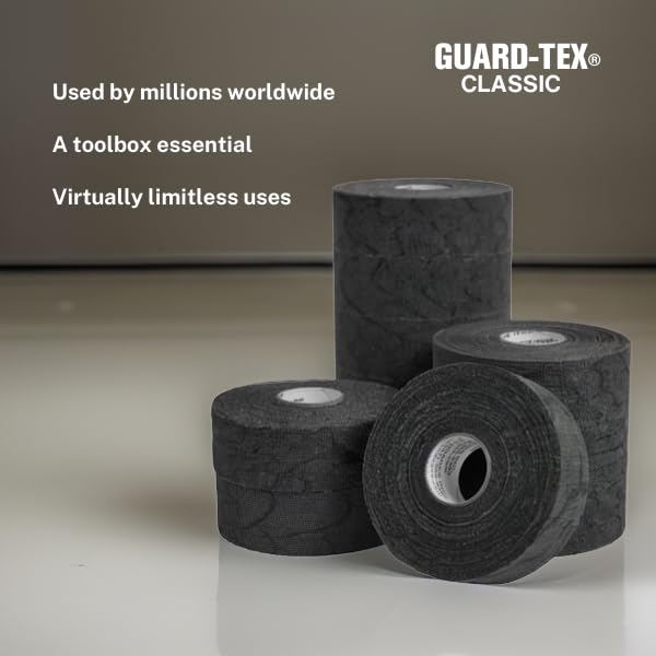 Guard-Tex® Black Finger Tape 3/4 in Self-Adhering Cotton Gauze for Trades — No Adhesive No Residue Skin Protection and Tool Grip — 16 Rolls x 90 ft — Made in USA Since 1935 - color: Black, size: 3/4 Inch