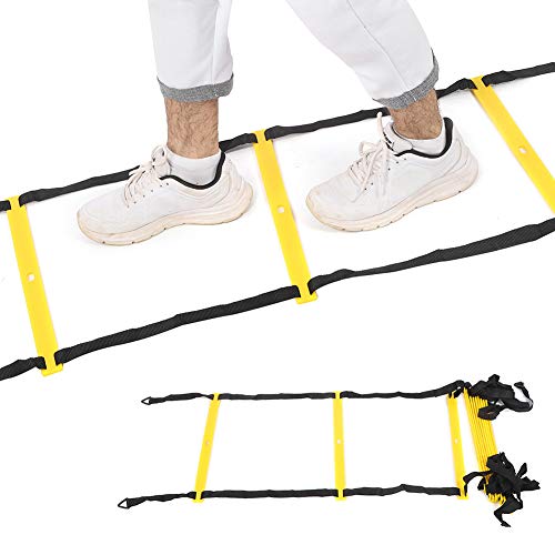 12 Rungs Running Competition Football Training Warm Up Speed Reinforced Soft Agile Step Ladder for Football Training and Warm Up Exercises PP Material 5m Length 43cm Rung Spacing