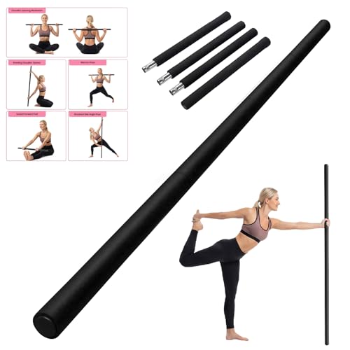 Yoga Stick, Upgraded 5ft Sturdy Steel Mobility Stick, Adjustable Stick for Exercise, Stretching, Balance - Physical Therapy & Posture Correction, Shoulder & Back Relaxation Versatile Exercise Stick