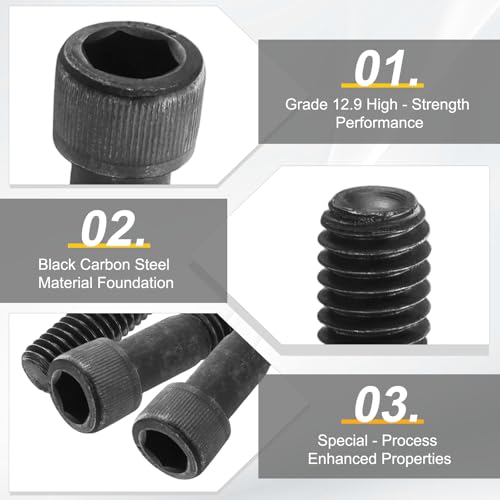 PATIKIL 3/8"-16 x 4 Socket Head Cap Screws Bolts, 10Pcs Carbon Steel Hex Head Metric Screws for Door Road Bicycle Mountain Bike Auto Ship Communication Equipment, Black - size: 3/8"-16 x 4
