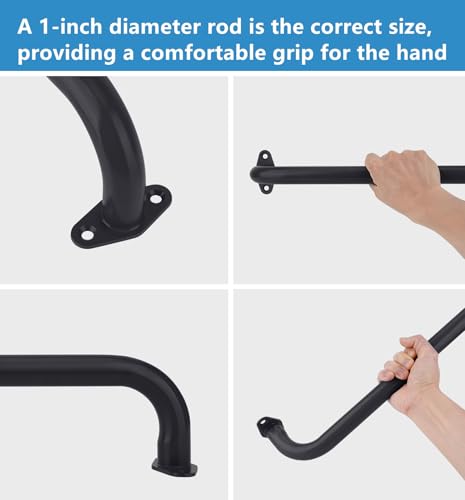 BiJun 17 Inch Monkey Bars Heavy Duty Metal Playground Handles,Black 6 Pack | Indoor Outdoor Ceiling Grab Bars,Anti-Rust Steel,300LBS Capacity,for Backyard Climbing Frame Treehouse Wall Ladder - color: Black-6pcs