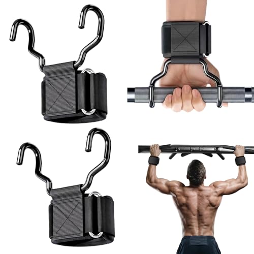 Weight Lifting Hooks, Upgrade Weightlifting Grip Hooks, Heavy Duty Lifting Wrist Straps for Pull-Ups, Strength Training and Deadlifts, Wrist Strap Hook for Men and Women - color: Black