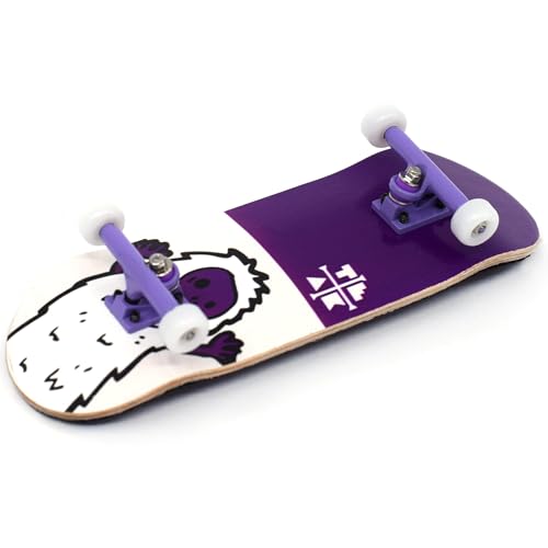 Teak Tuning 32mm Pro Fingerboard Heat Transfer Graphic Complete - Fully Assembled with Pro Level Parts - Pro Shaped Wood Deck (34x97mm), UltraSpin Wheels, Prodigy Trucks - Purple Yeti - color: Purple Yeti