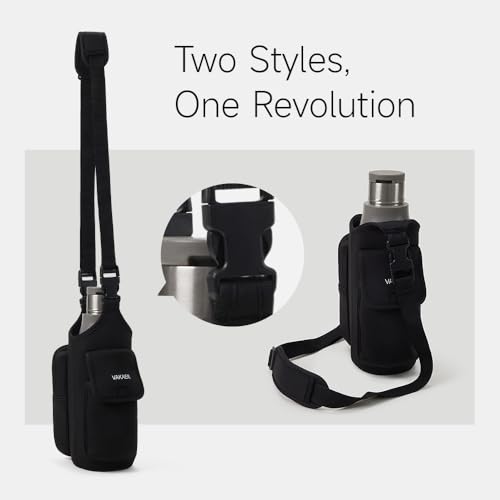 VAKAER Magnetic Gym Bag, Water Bottle Carrier Holder with Phone Pocket & Adjustable Strap,10 Ultra-Strong Magnets Stick to Fitness equipment, Workout Accessories Pouch for Women & Men, Black - color: Black