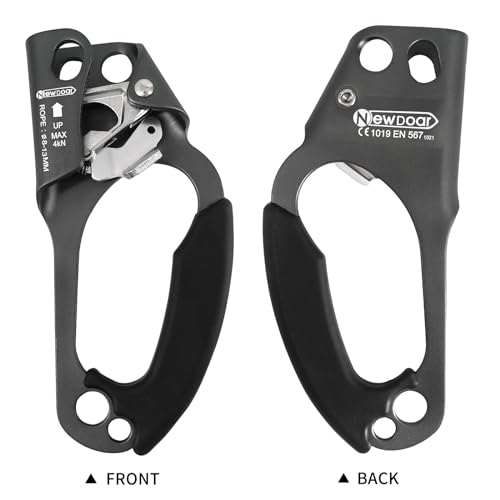 UIAA & CE Certified Hand Ascender Rock Climbing Tree Arborist Rappelling Gear Equipment Rope Clamp for 8~13MM Rope - color: Grey-Right