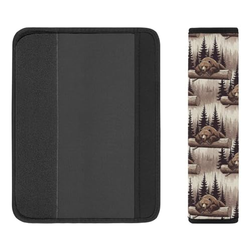 Universal Fit Seat Belt Cover for Adult Use, Stroller Pushchair High Chair, 2PCS Wild Animal Hunting Western Cabin Rustic Country Farmhouse Bear Harness Pads Strap Shock Absorption - color: Pattern 599