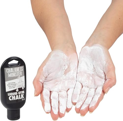 Liquid Gym Chalk - Mess-Free - Premium Sweat Resistant Long Lasting Grip - Quick Dry Hand Grip for Gymnastics, Rock Climbing, Power Lifting and More - Chalkness Monster - size: 50mL 3 Pack