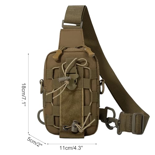 MiOYOOW Tactical Sling Bag, Waterproof Chest Pack Adjustable Crossbody Backpack for Men Women Outdoor Sports Climbing Camping - color: Khaki