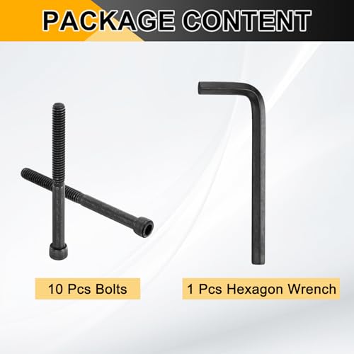PATIKIL 1/4"-20 x 3 Socket Head Cap Screws Bolts, 10Pcs Carbon Steel Hex Head Metric Screws for Door Road Bicycle Mountain Bike Auto Ship Communication Equipment, Black - size: 1/4"-20 x 3